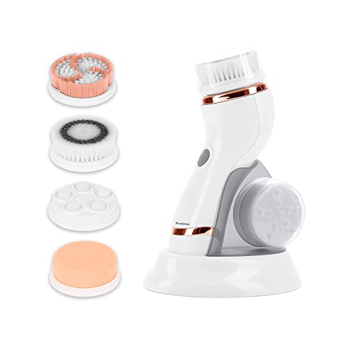 brookstone-6-piece-sonic-facial-cleansing-system-with-4-brush-heads-water-resist image 6