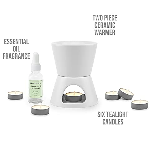 brookstone-2-in-1-tea-light-ceramic-diffuser-and-wax-warmer-eucalyptus-spearmint image 8