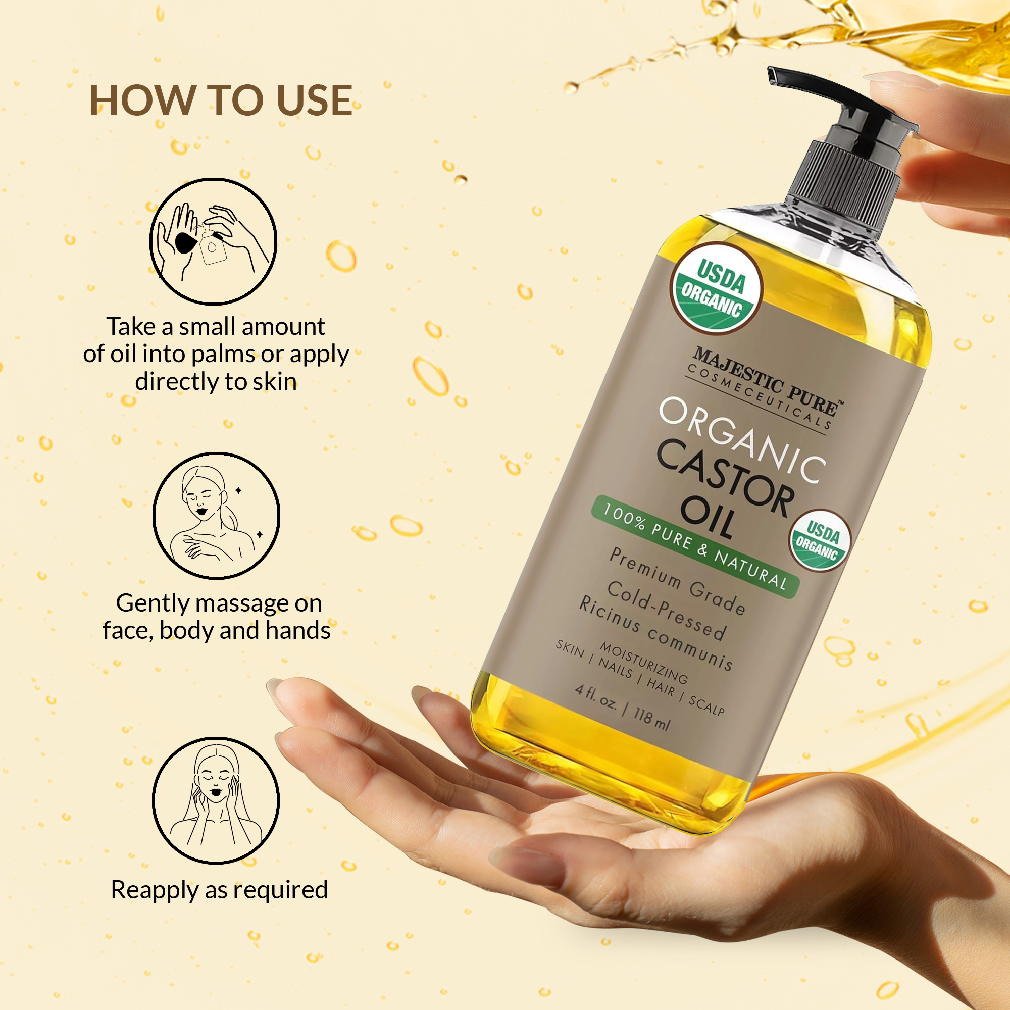majestic-pure-usda-organic-castor-oil-4-fl-oz-cold-pressed-carrier-oil-for-hair- image 5