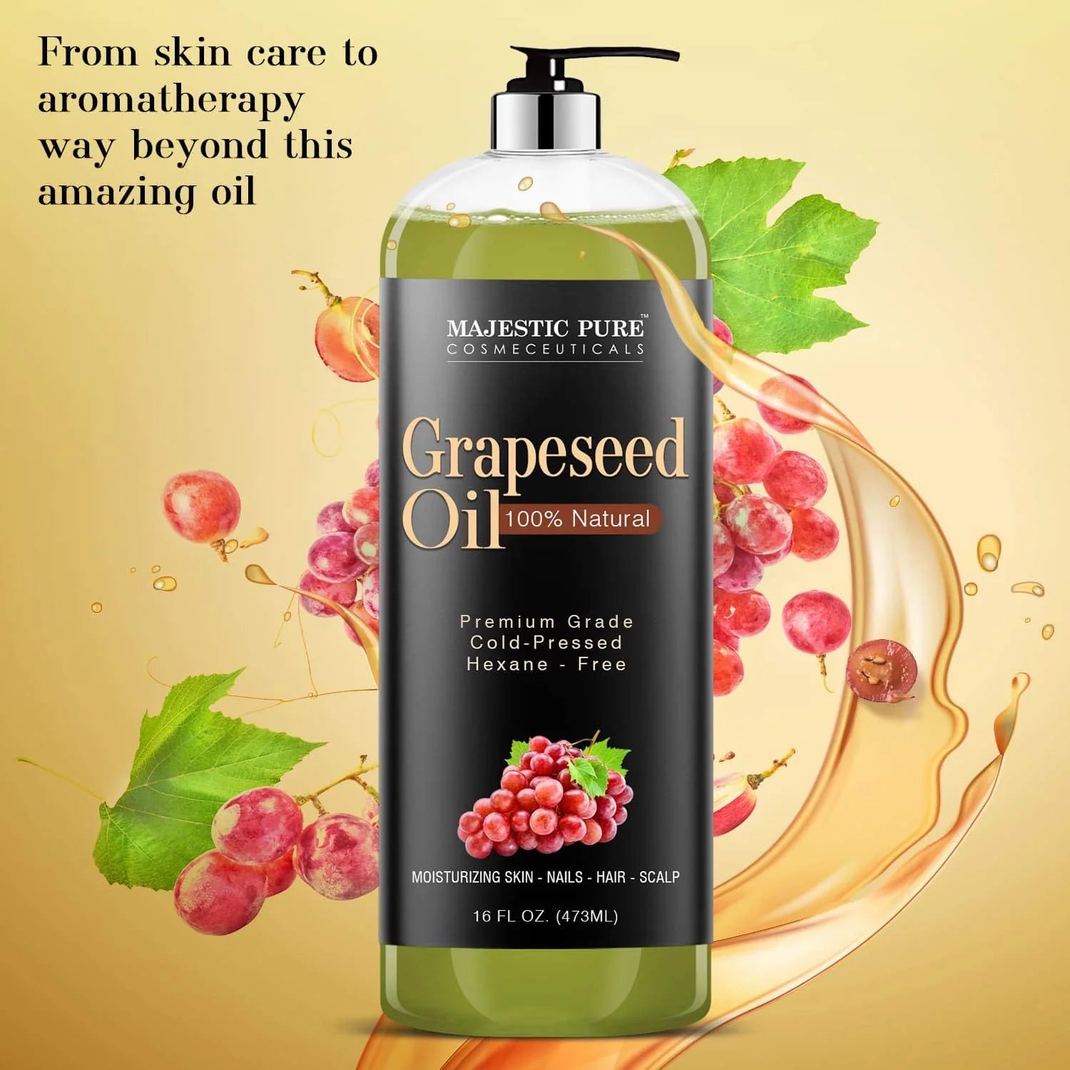 majestic-pure-chilean-grapeseed-oil-16-fl-oz-lightweight-carrier-oil image 2