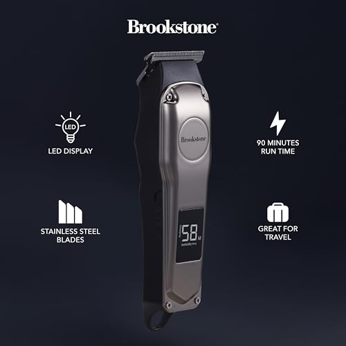 brookstone-metallic-cordless-t-blade-hair-clipper-precision-cutting-with-recharg image 8