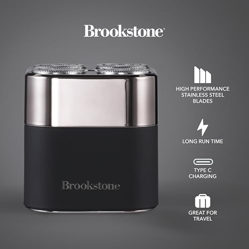 brookstone-4-head-rotary-shaver-cordless-rechargeable-electric-razor-with-led-di image 8