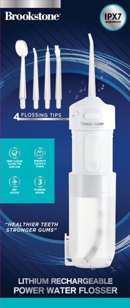 brookstone-water-flosser-deep-cleaning-adjustable-pressure-portable-white image 2