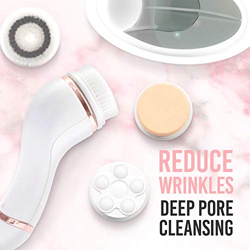 brookstone-6-piece-sonic-facial-cleansing-system-with-4-brush-heads-water-resist image 8