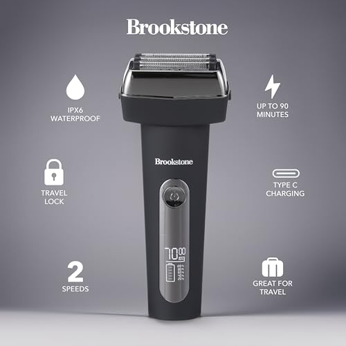 brookstone-foil-shaver-rechargeable-electric-razor-compact-and-travel-friendly-i image 8