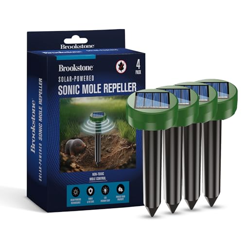brookstone-solar-powered-yard-repeller-4-pack-ultrasonic-vibration-ground-device image 6