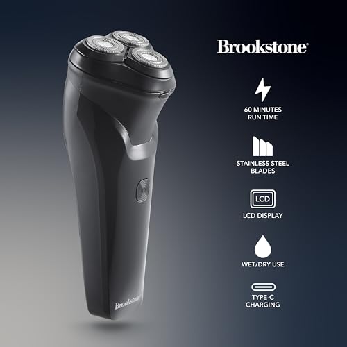 brookstone-3-head-flex-rotary-shaver-pivoting-heads-rechargeable-wet-dry-waterpr image 8