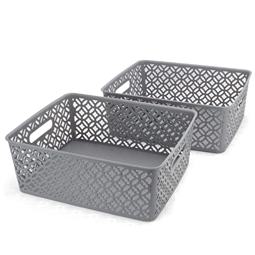 brookstone-2-pack-large-storage-baskets-with-handles-decorative-woven-plastic-bi image 6