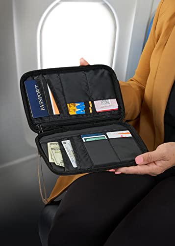brookstone-rfid-blocking-travel-wallet-passport-holder-with-zipper-khaki image 7