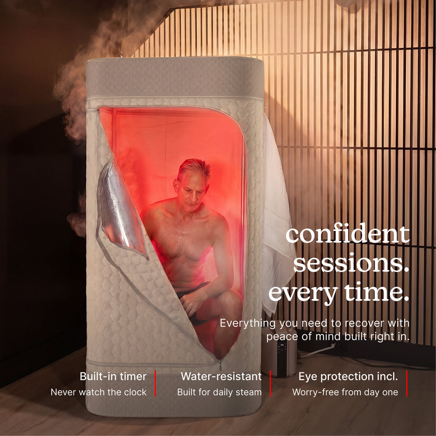 homedics-premium-steam-sauna-dual-red-light-wands-full-body-recovery-system image 4