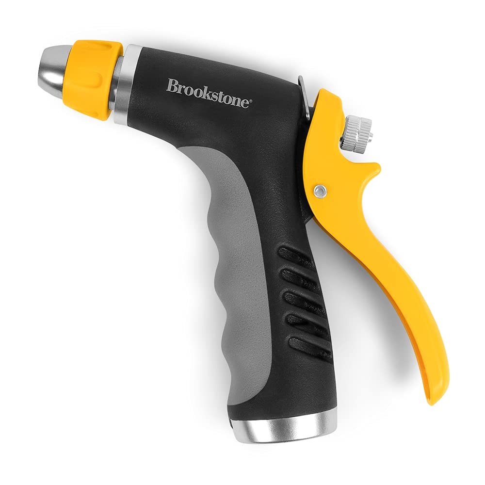 brookstone-metal-pistol-garden-hose-nozzle-2-pattern-adjustable-sprayer-with-rub image 6