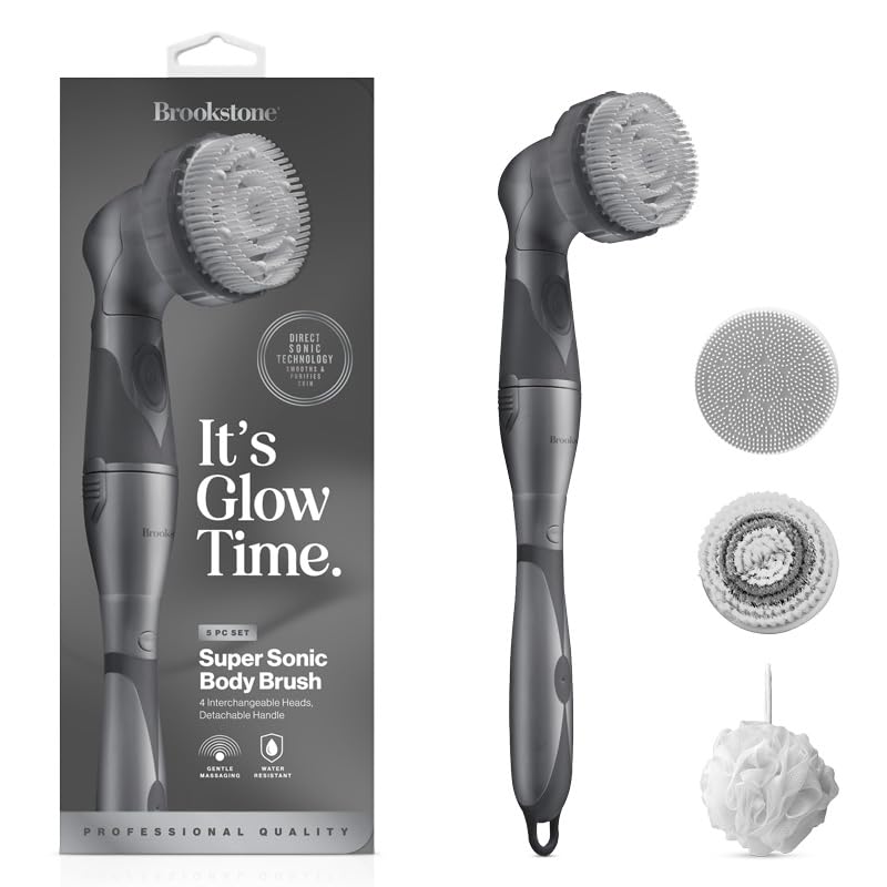 brookstone-5-piece-electric-body-bath-brush-long-handled-spin-brush-with-4-heads image 2