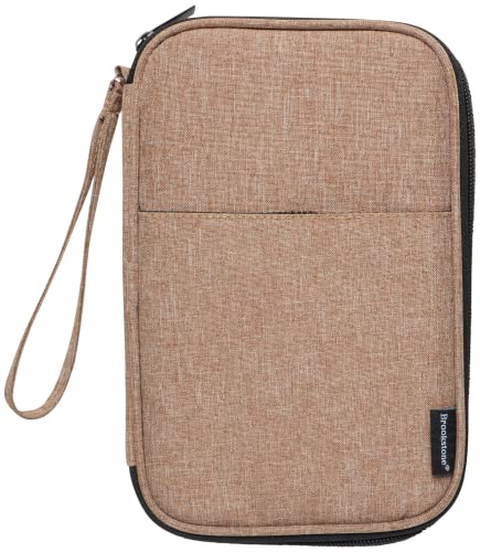 brookstone-rfid-blocking-travel-wallet-passport-holder-with-zipper-khaki image 6