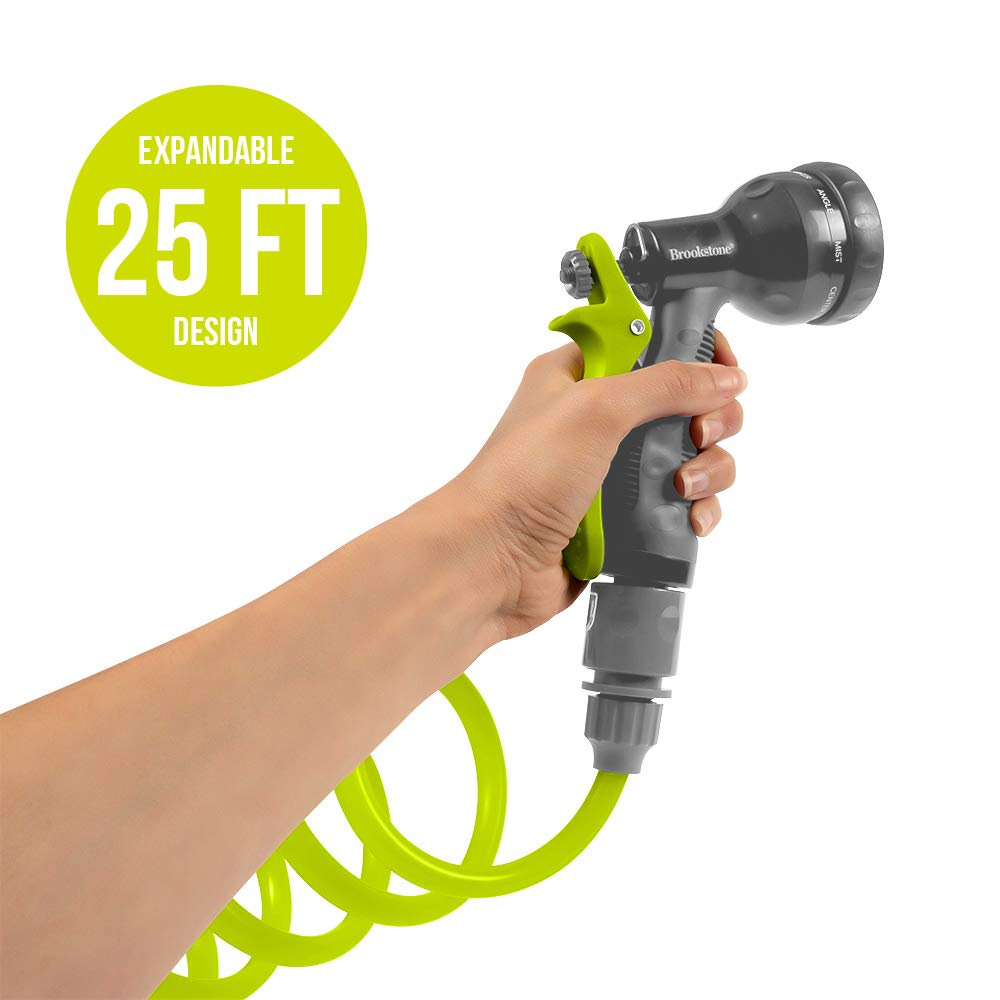 brookstone-25-ft-coil-hose-with-multiple-function-nozzle-9-spray-settings-memory image 4
