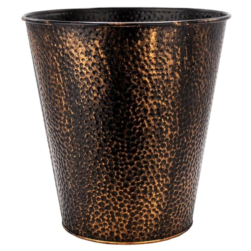 brookstone-decorative-metallic-bronze-waste-basket-trash-can-stylish-2-4-gallon- image 8