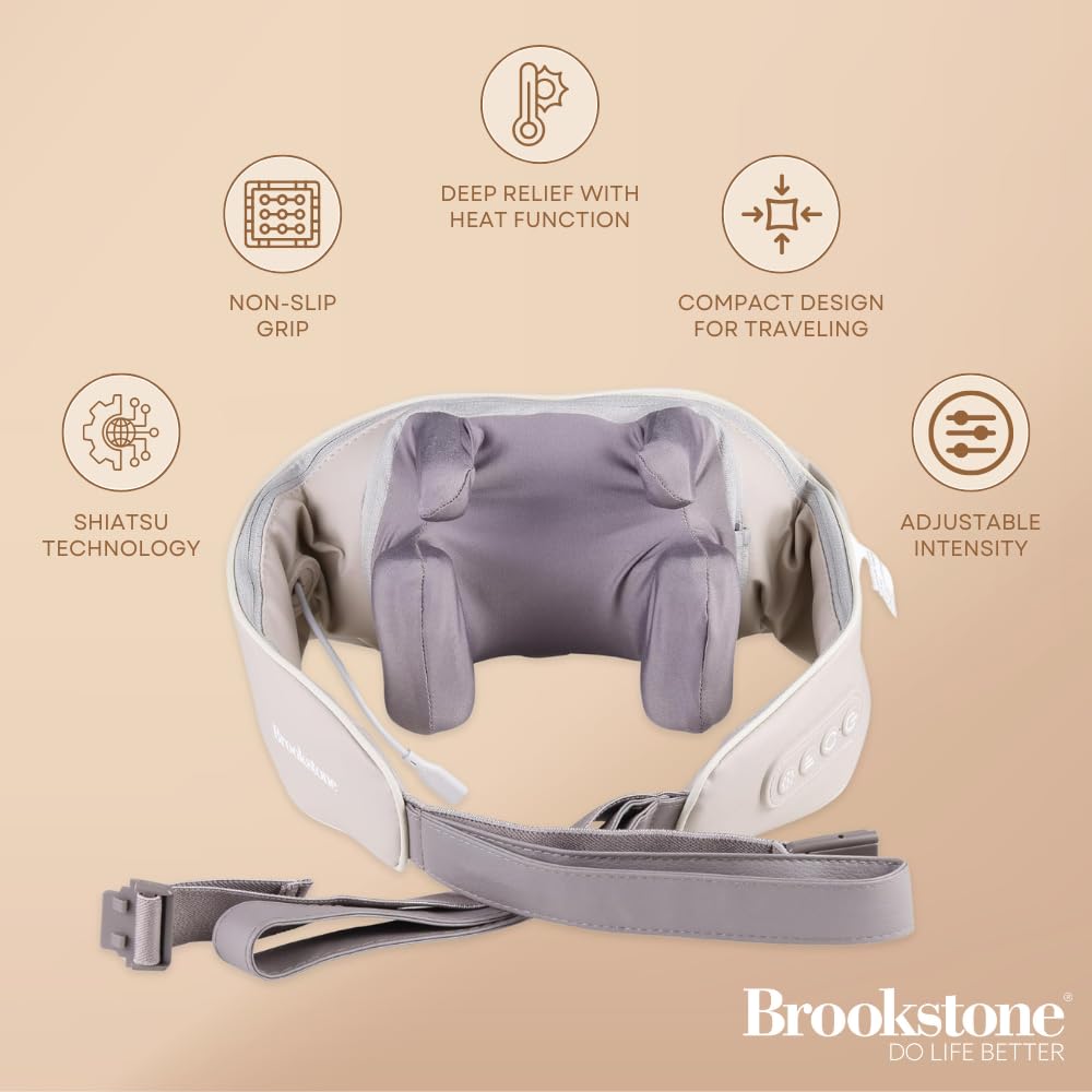 brookstone-cordless-trapezius-shiatsu-massager-with-heat-deep-kneading-neck-shou image 2