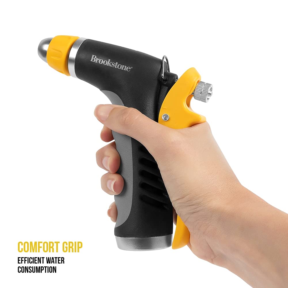 brookstone-metal-pistol-garden-hose-nozzle-2-pattern-adjustable-sprayer-with-rub image 4