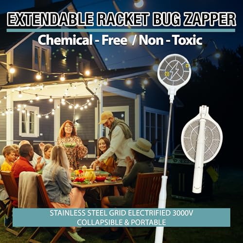brookstone-electric-bug-zapper-racket-3000v-stainless-steel-grid-collapsible-ext image 8