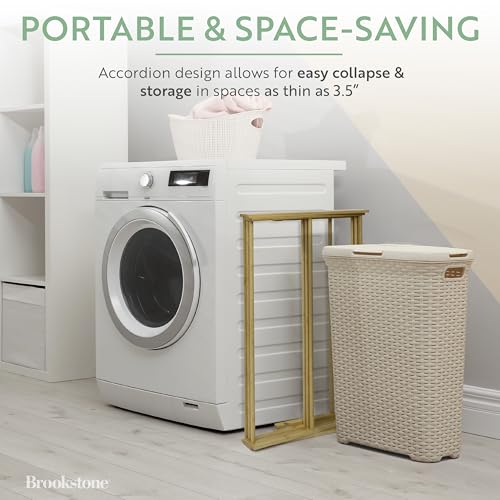 brookstone-eco-friendly-bamboo-drying-rack-collapsible-laundry-clothes-hanger-wi image 6