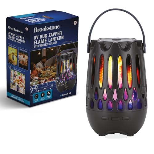 brookstone-uv-bug-zapper-flame-lantern-with-wireless-speaker-3-in-1-outdoor-indo image 7