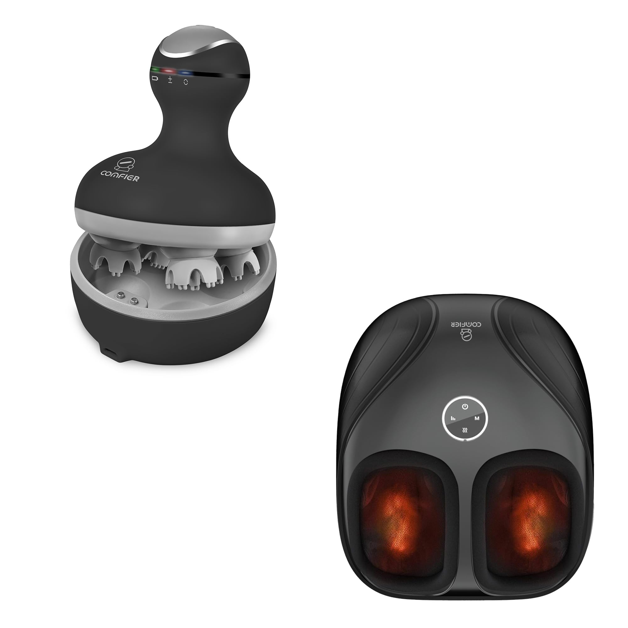 comfier-foot-massager-with-remote-up-to-size-13-electric-scalp-massager-combo image 1