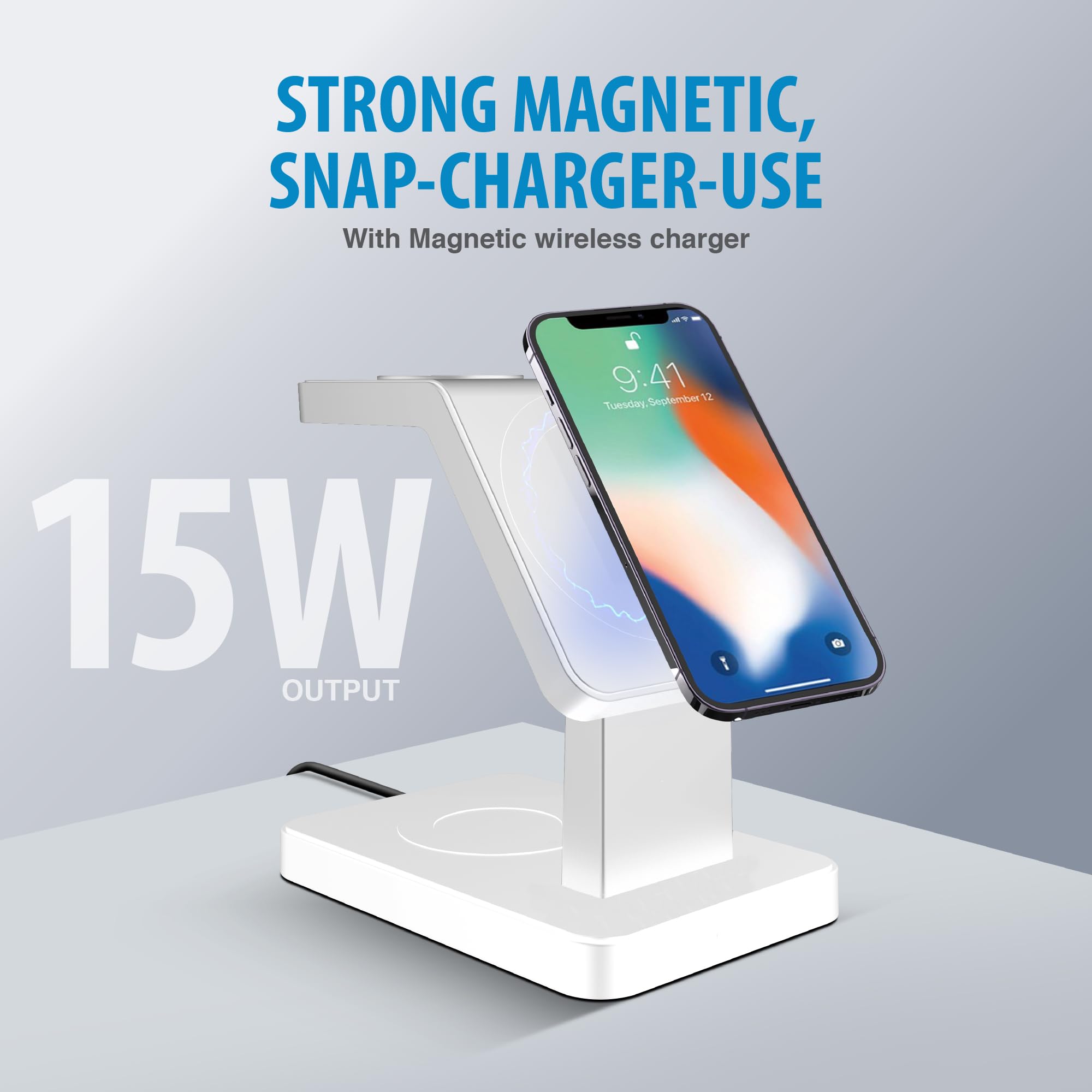 brookstone-3-in-1-wireless-charging-station-for-magsafe-with-18w-wall-charger-us image 2