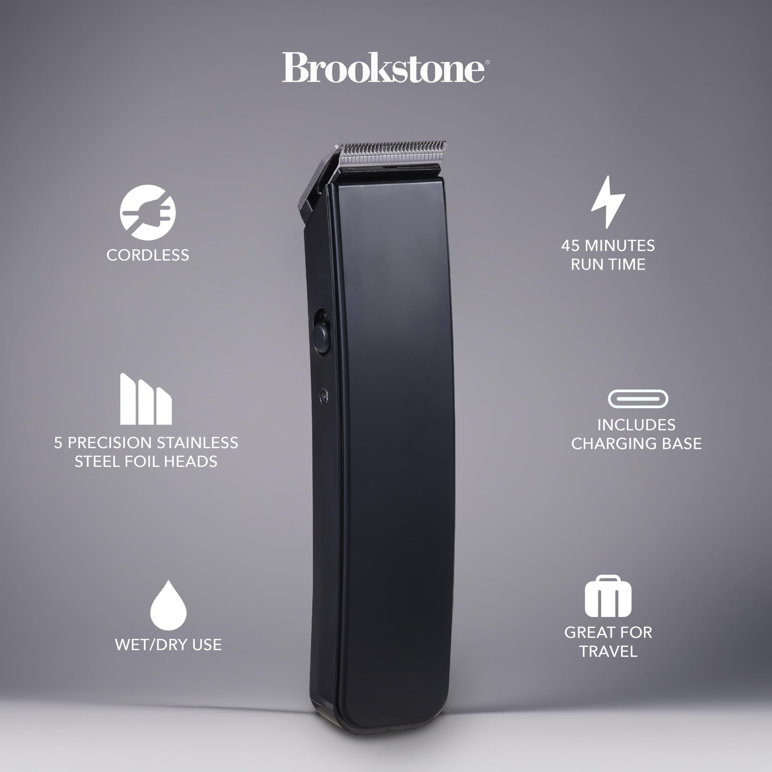 brookstone-cordless-hair-trimmer-with-charging-base-precision-grooming-for-hair- image 2
