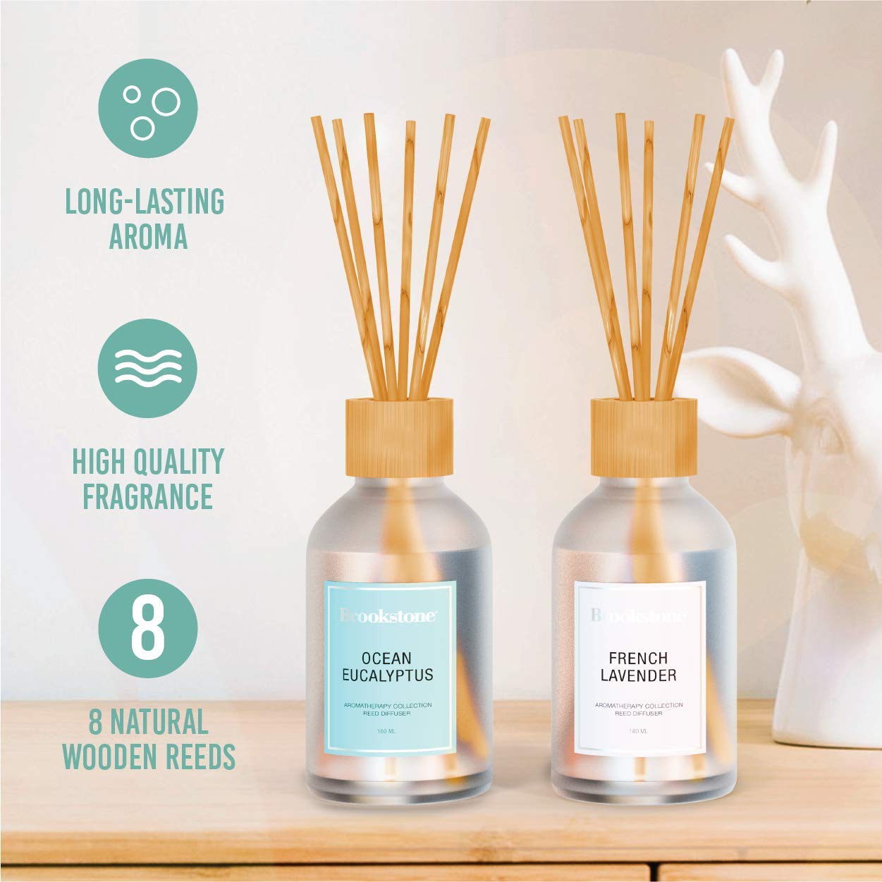brookstone-180-ml-reed-diffuser-ocean-eucalyptus-fragrance-8-natural-wooden-reed image 3