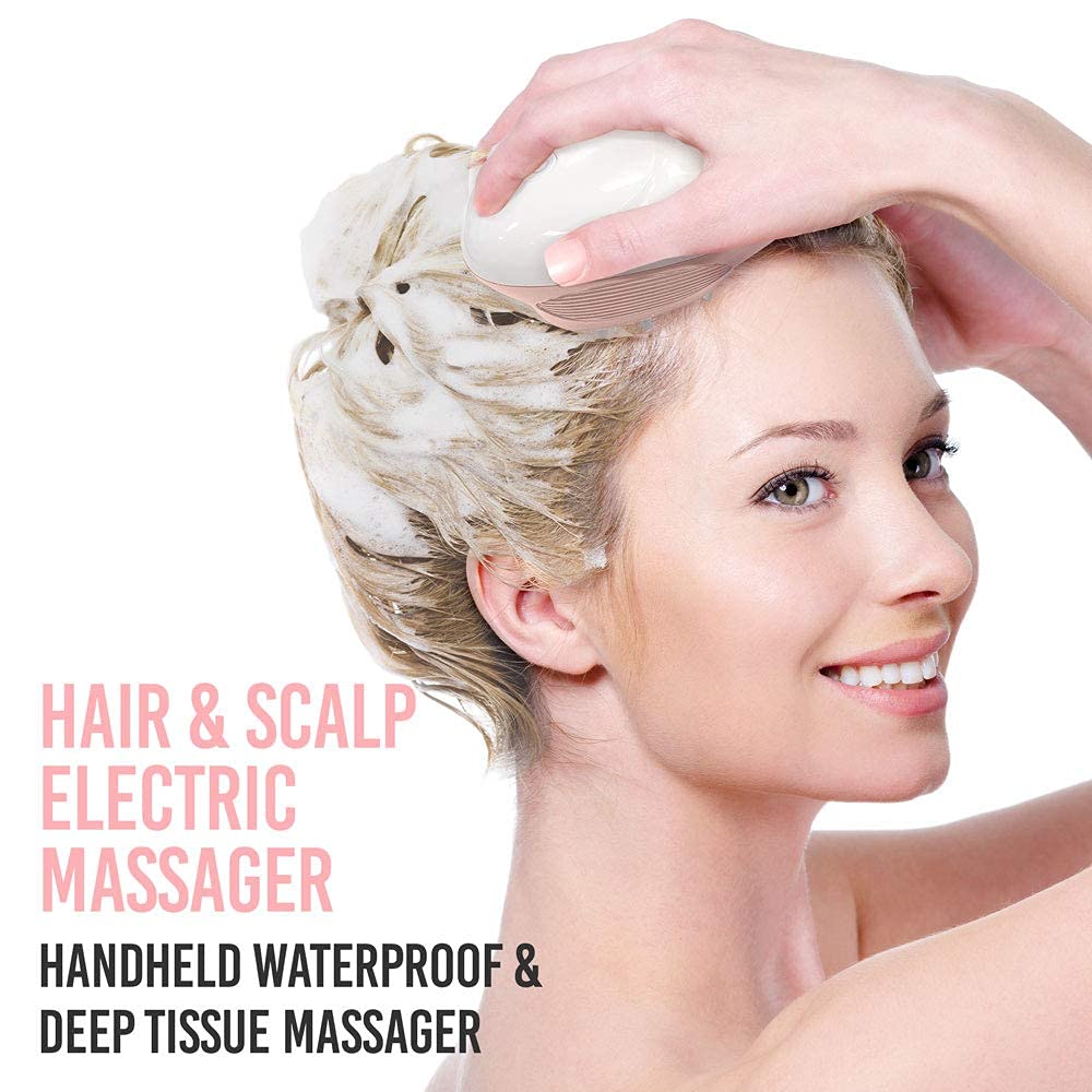 brookstone-electric-scalp-massager-with-silicone-bristles-shampoo-brush-and-scal image 3