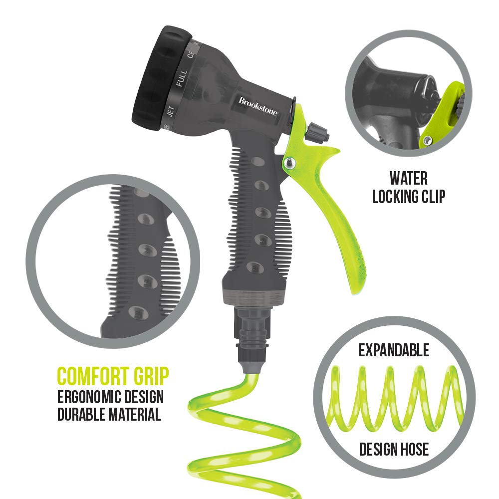 brookstone-25-ft-coil-hose-with-multiple-function-nozzle-9-spray-settings-memory image 2