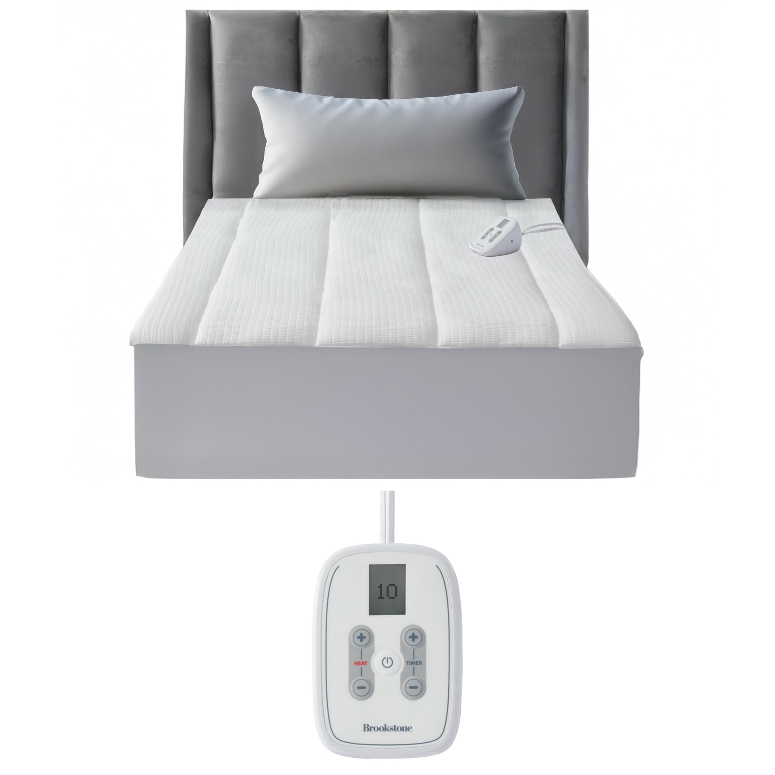 brookstone-matelass-knit-heated-mattress-pad-twin-size-10-heat-settings-auto-shu image 8