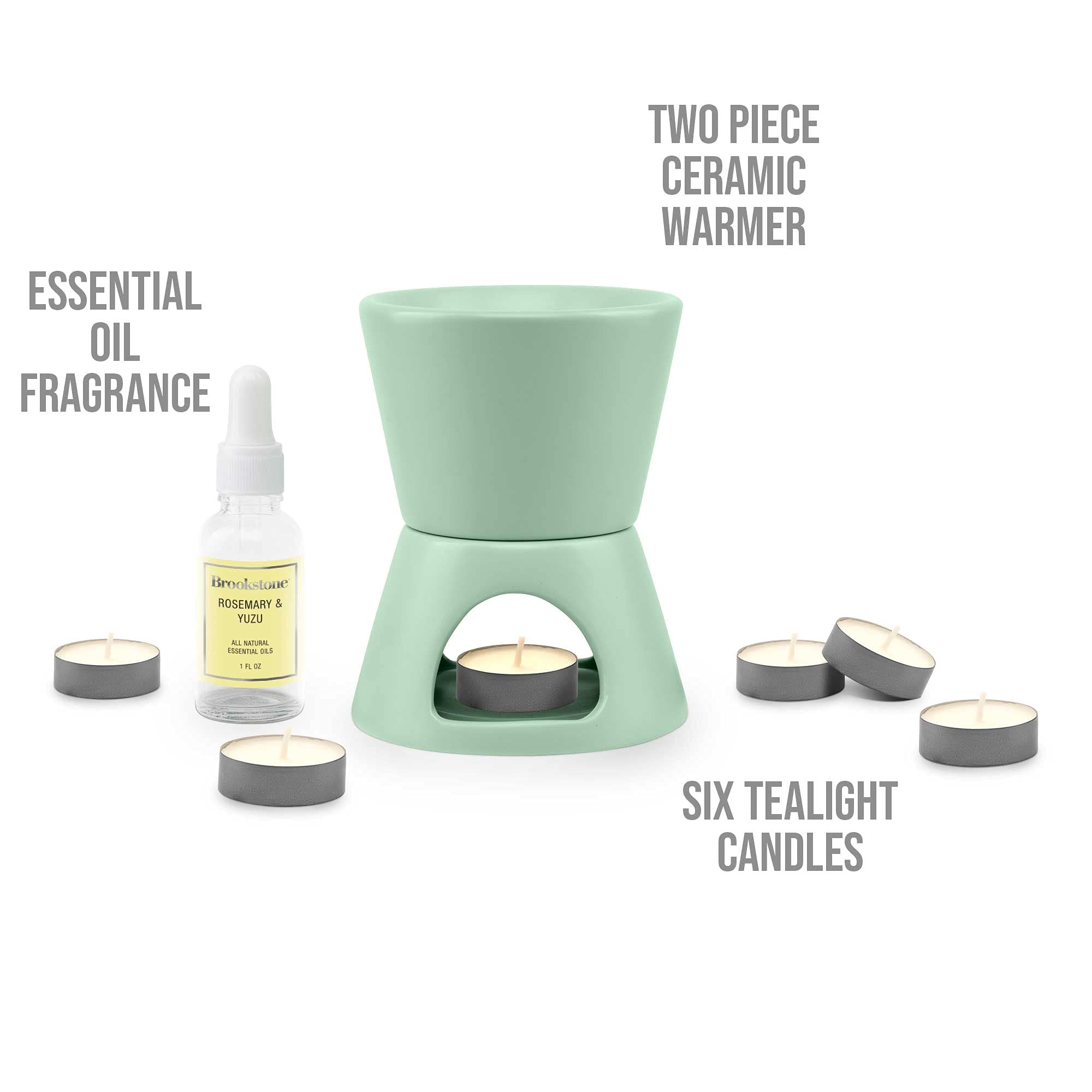 brookstone-2-in-1-tea-light-ceramic-diffuser-and-wax-warmer-rosemary-yuzu-aromat image 2
