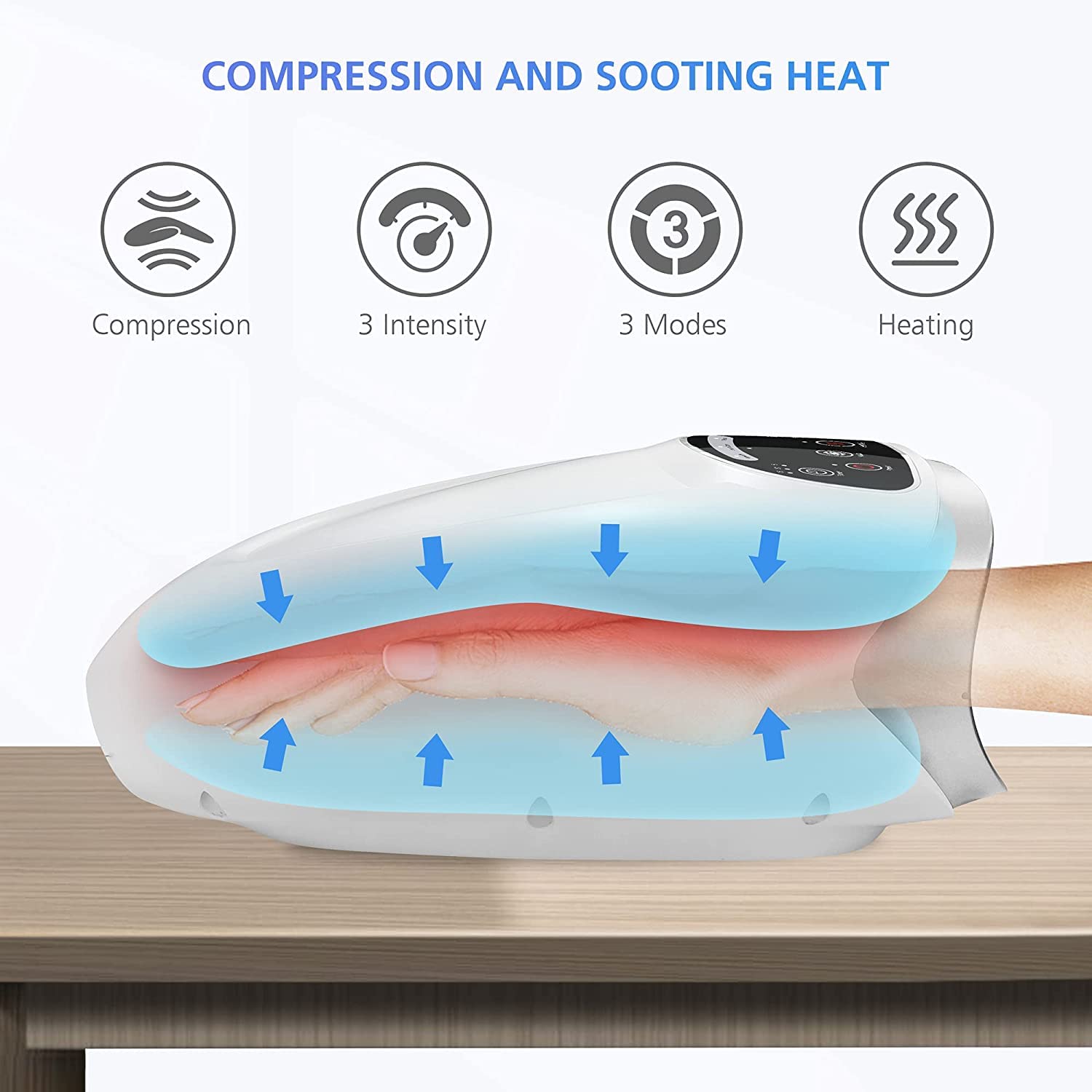 comfier-rechargeable-cordless-hand-massager-with-heat-compression-classic-white image 2