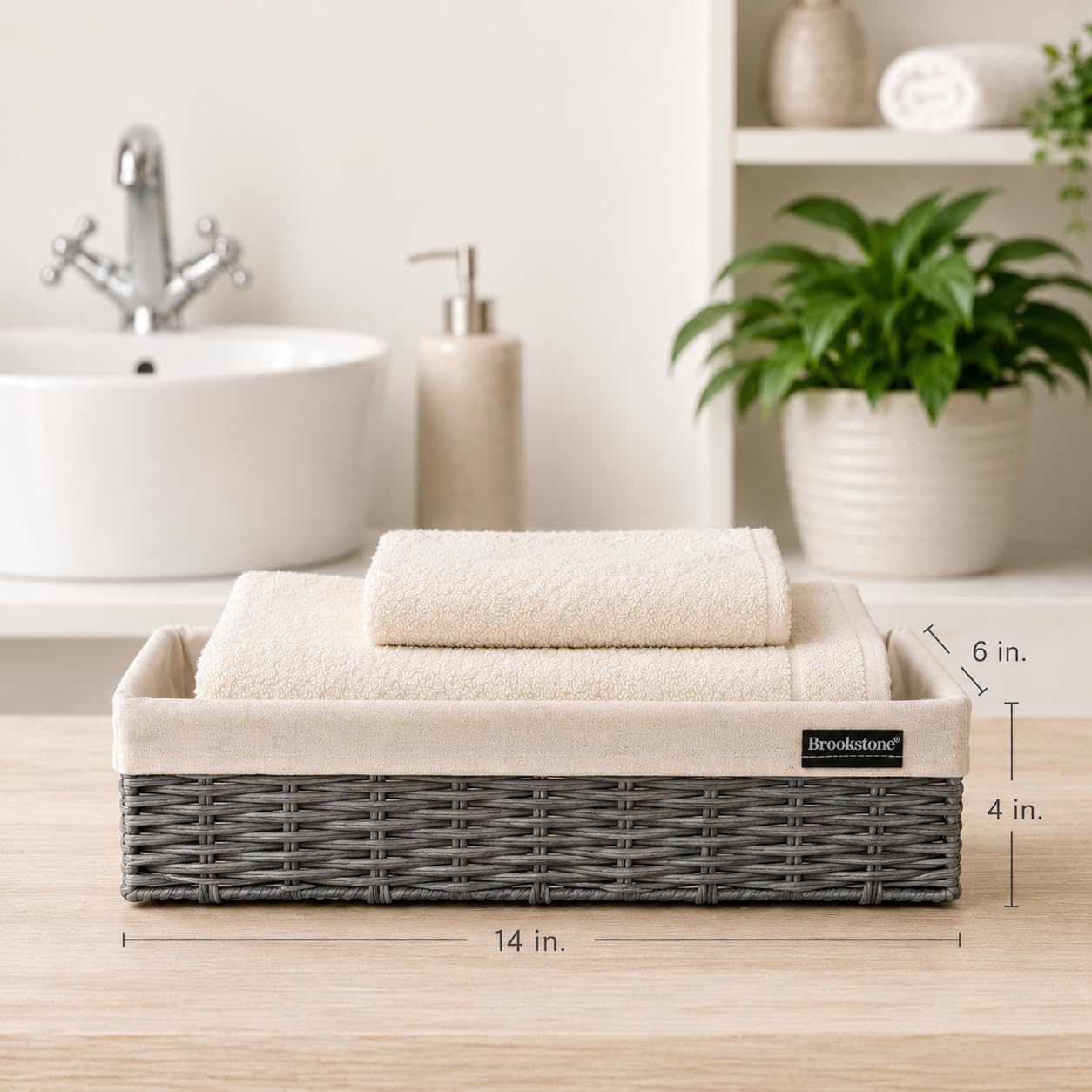 brookstone-over-the-toilet-tank-wicker-storage-basket-set-2-pack-grey-with-fabri image 3