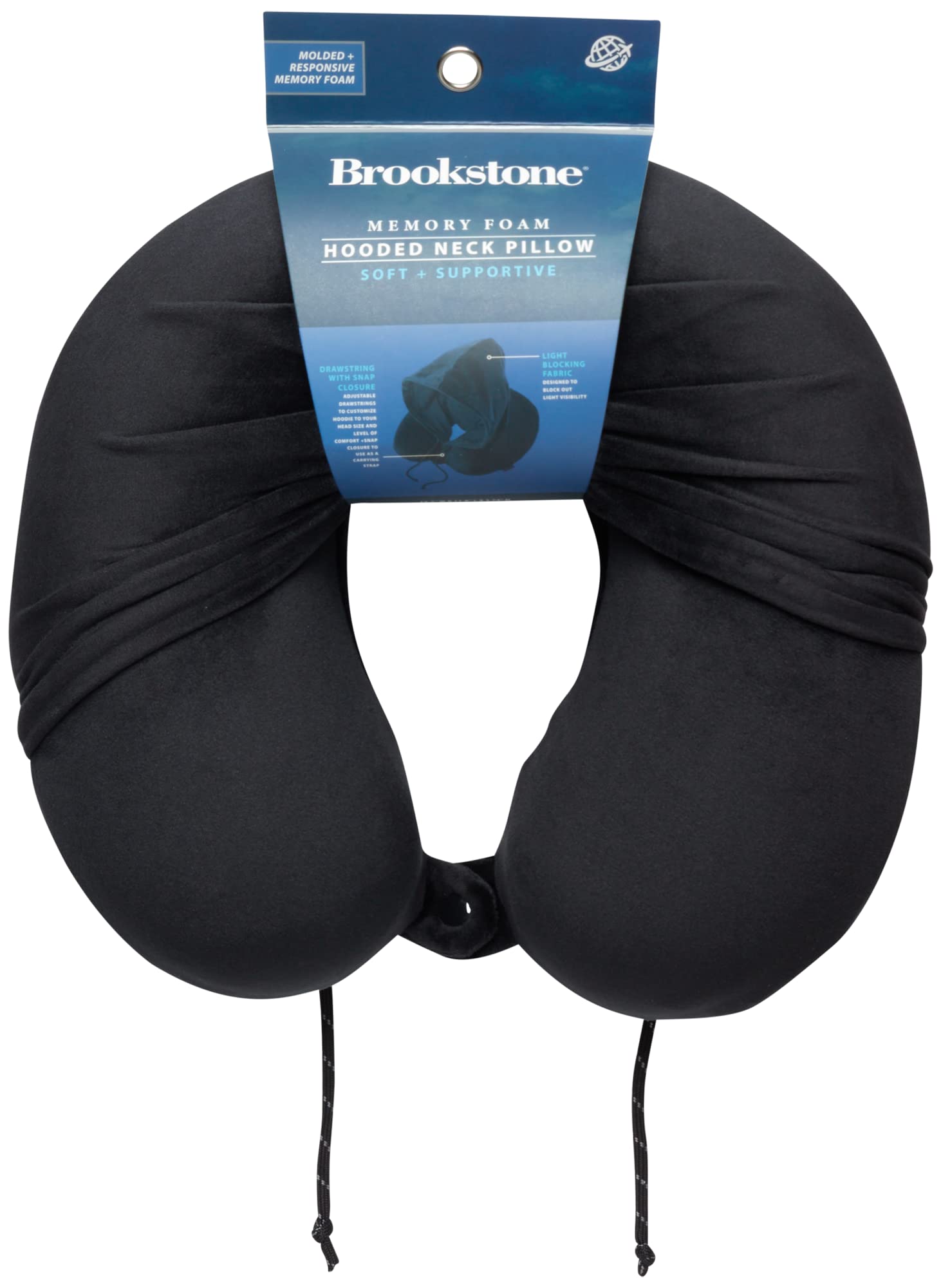 brookstone-neck-travel-pillow-u-shaped-memory-foam-hooded-neck-pillow-with-snap- image 6