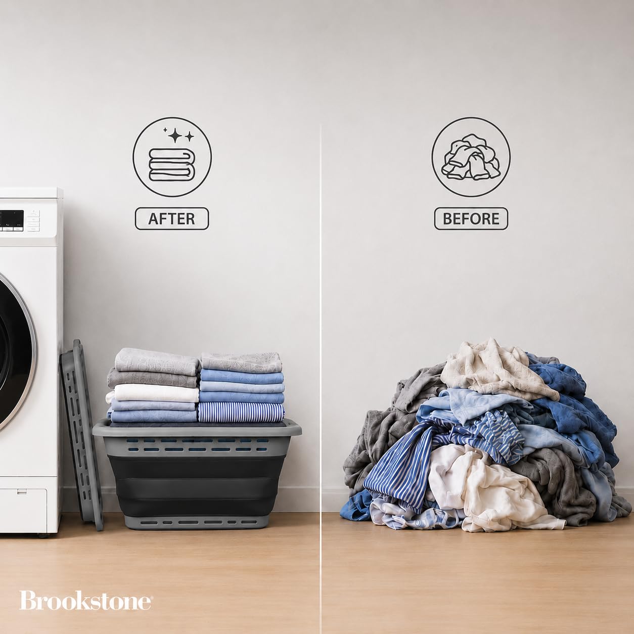 brookstone-11-gallon-xl-24-collapsible-laundry-basket-clothes-hamper-space-savin image 3