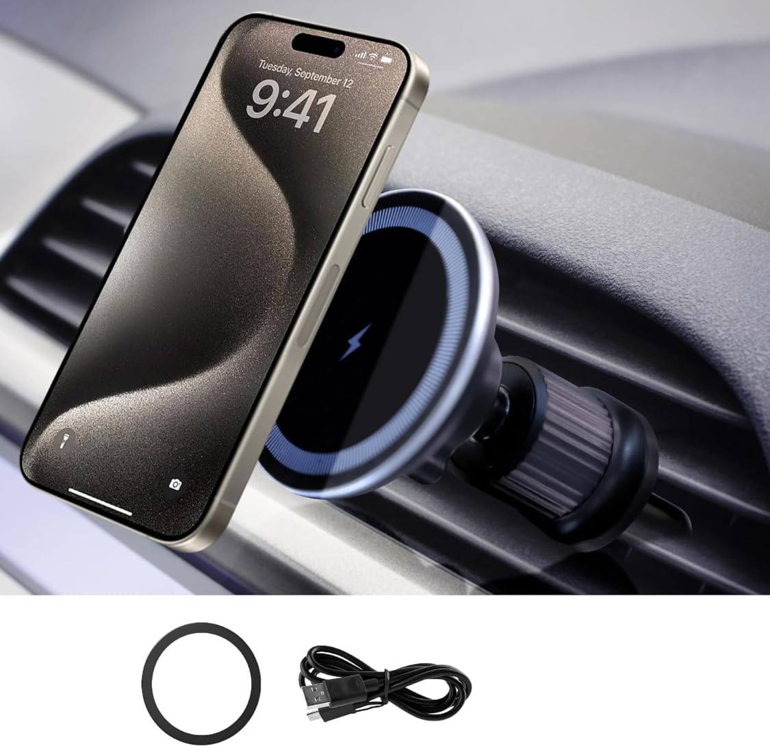brookstone-magnetic-car-phone-holder-mount-universal-dashboard-windshield-mount- image 1