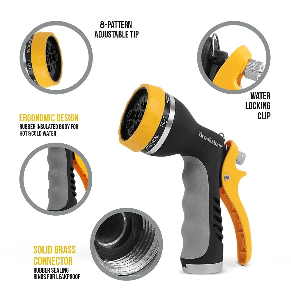 brookstone-water-hose-nozzle-8-pattern-garden-hose-sprayer-metal-construction-he image 4