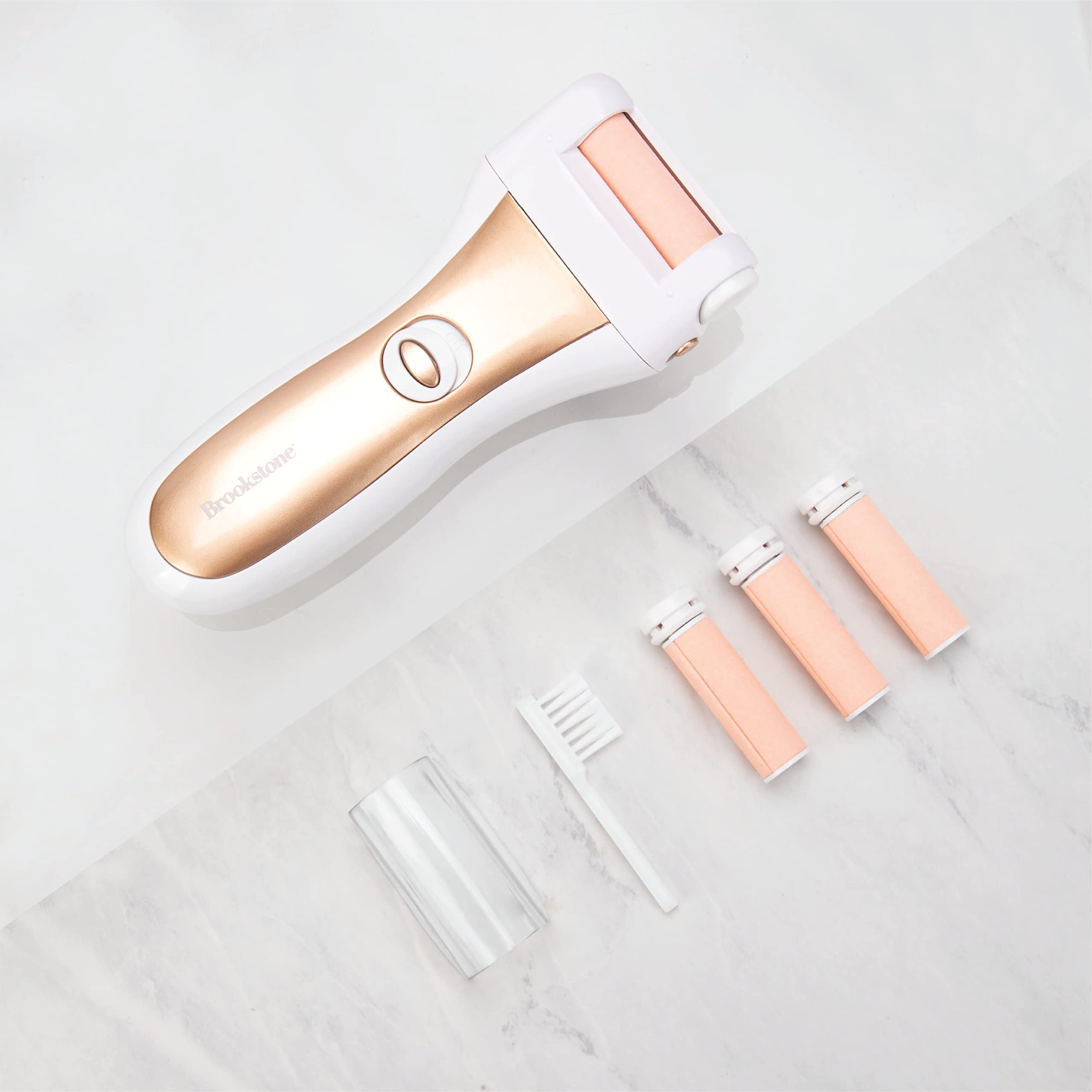 brookstone-electric-callus-remover-with-3-replacement-diamond-rollers-rose-gold- image 3