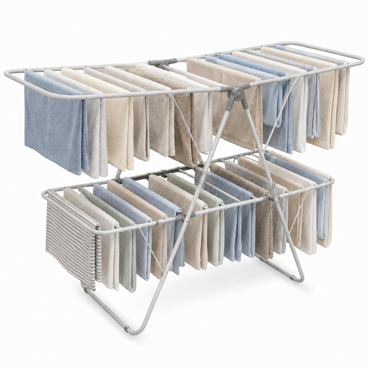 brookstone-2-tier-folding-drying-rack-heavy-duty-collapsible-laundry-clothes-dry image 7