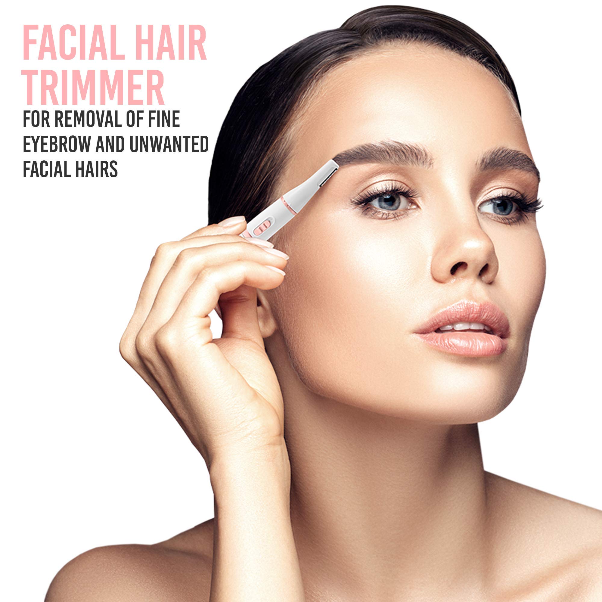 brookstone-eyebrow-razor-women-s-facial-hair-trimmer-2-guards-portable image 2