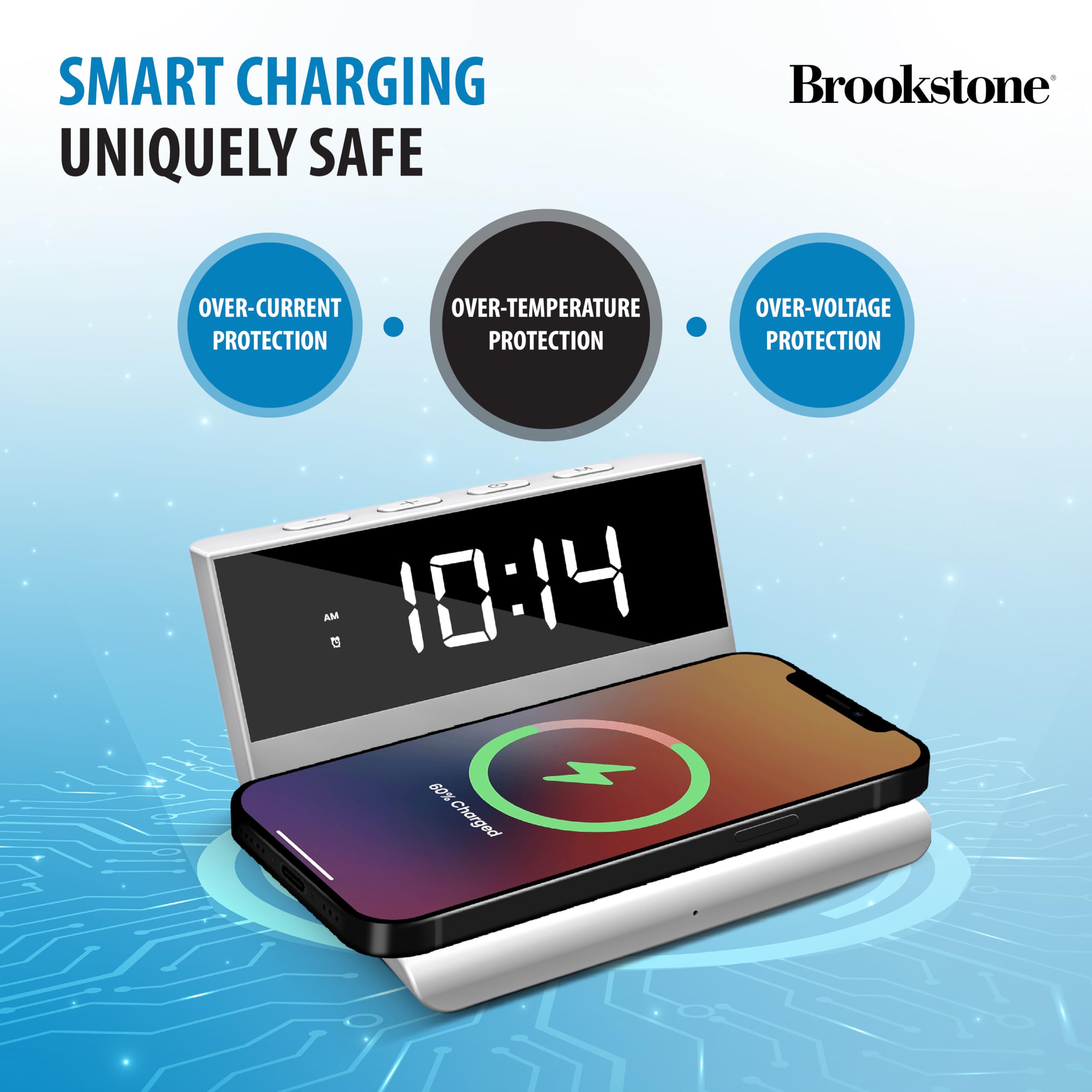 brookstone-desk-led-alarm-clock-with-15w-wireless-charger-compatible-with-iphone image 3