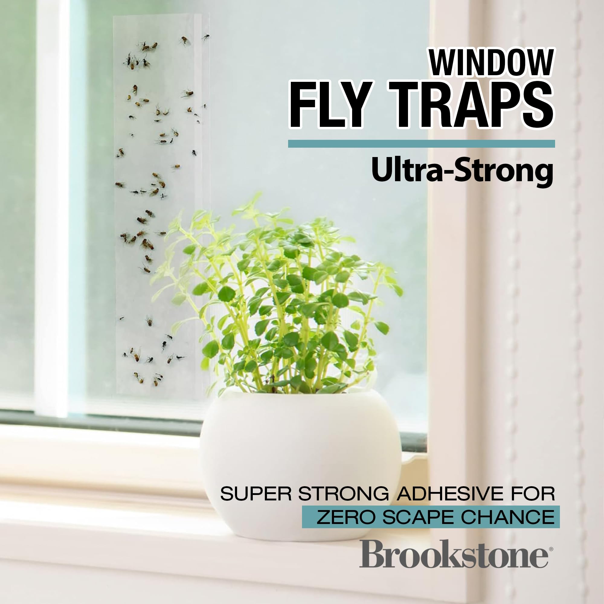 brookstone-window-insect-trap-stickers-16-pack-transparent-adhesive-fly-catchers image 2