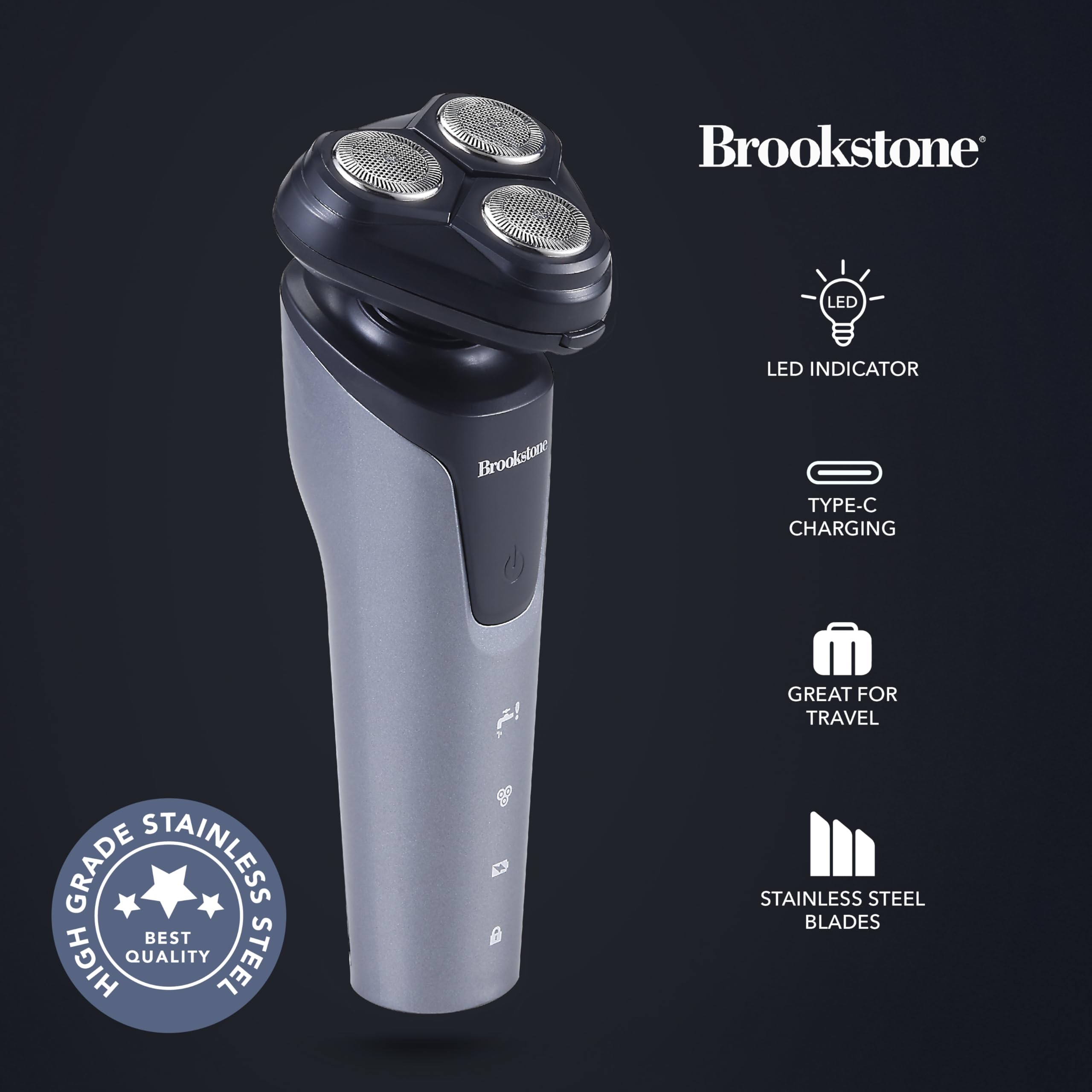 brookstone-3-head-rotary-shaver-precision-shave-cutting-edge-design-professional image 2