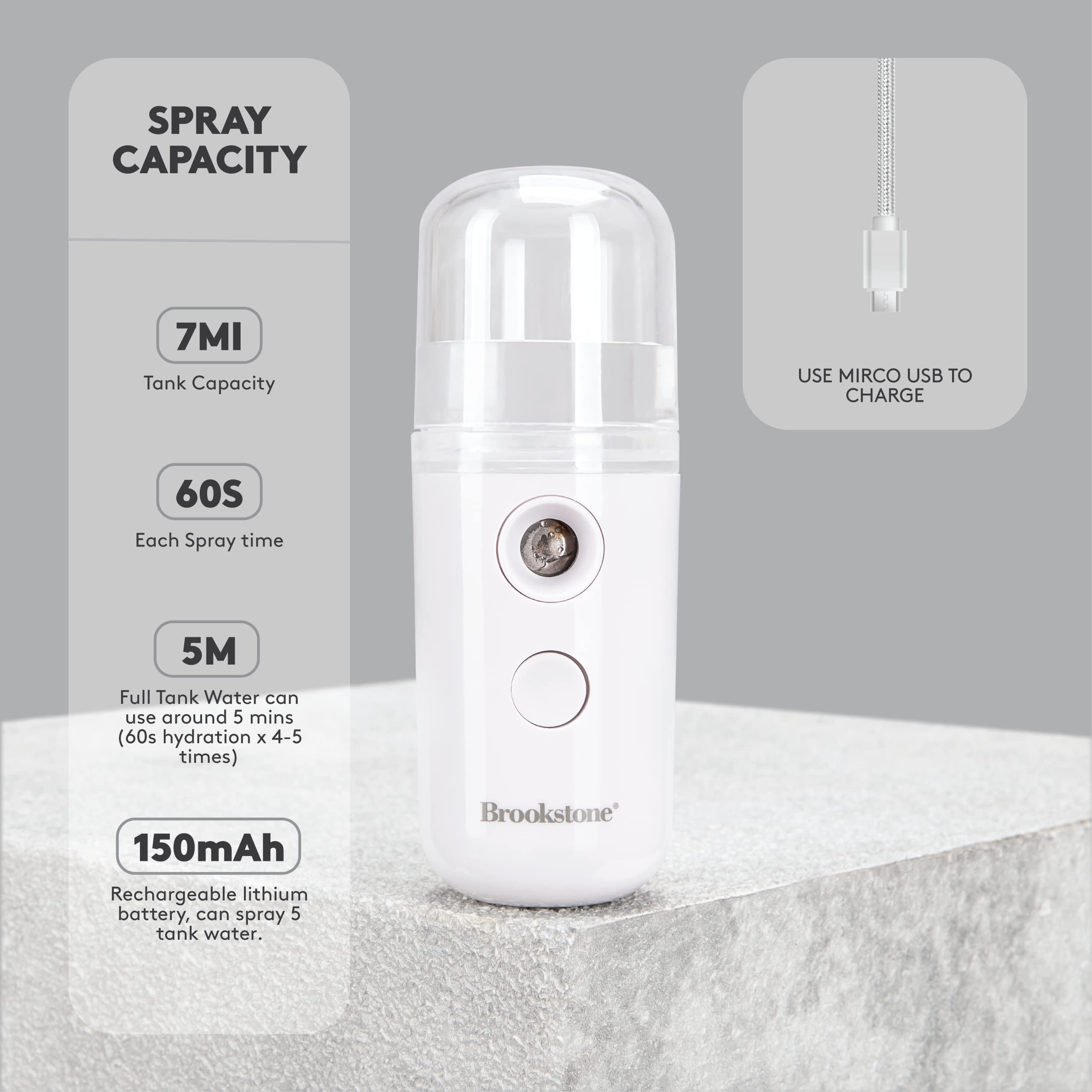 brookstone-portable-nano-facial-mister-usb-rechargeable-cool-mist-sprayer-with-3 image 2