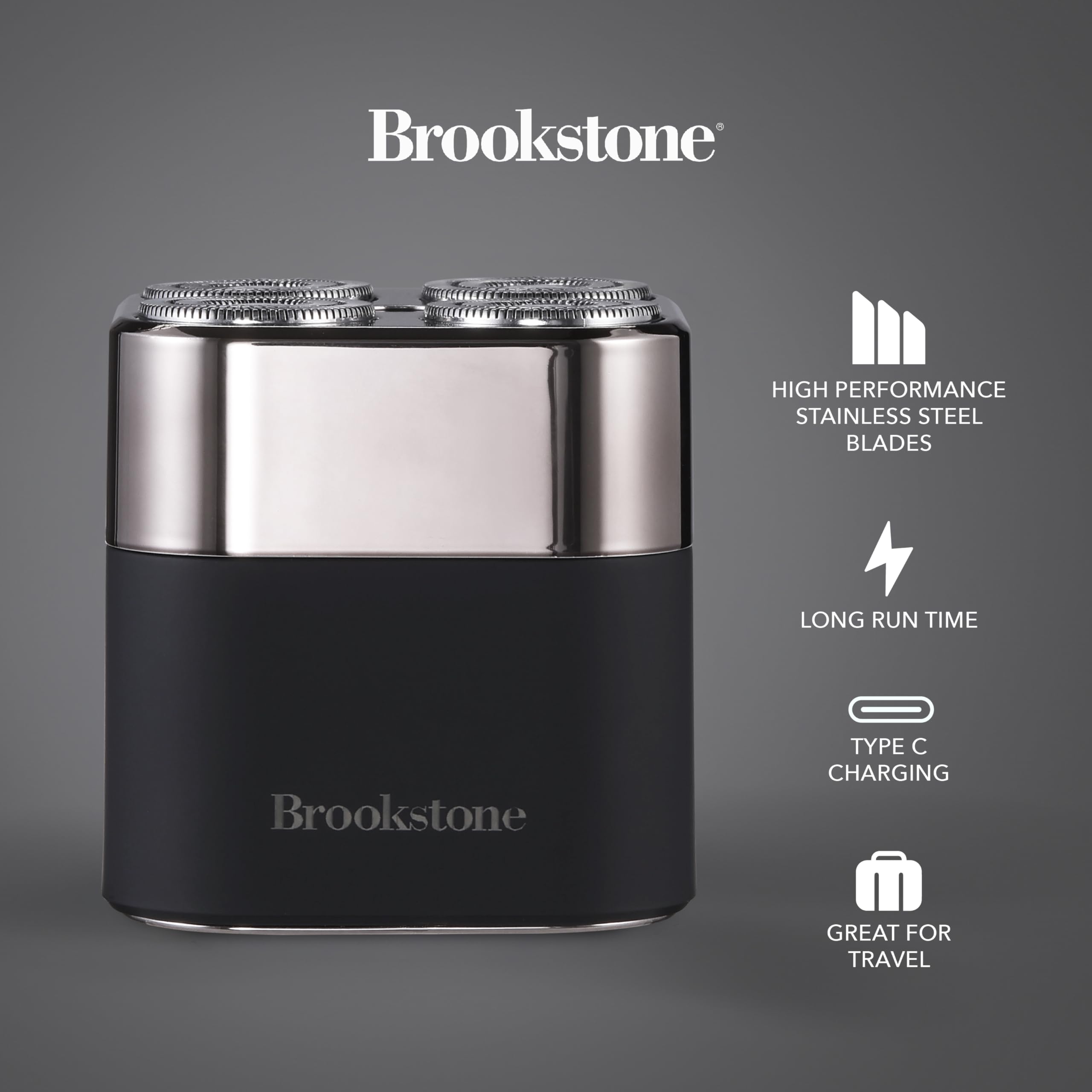 brookstone-4-head-rotary-shaver-cordless-rechargeable-electric-razor-with-led-di image 2