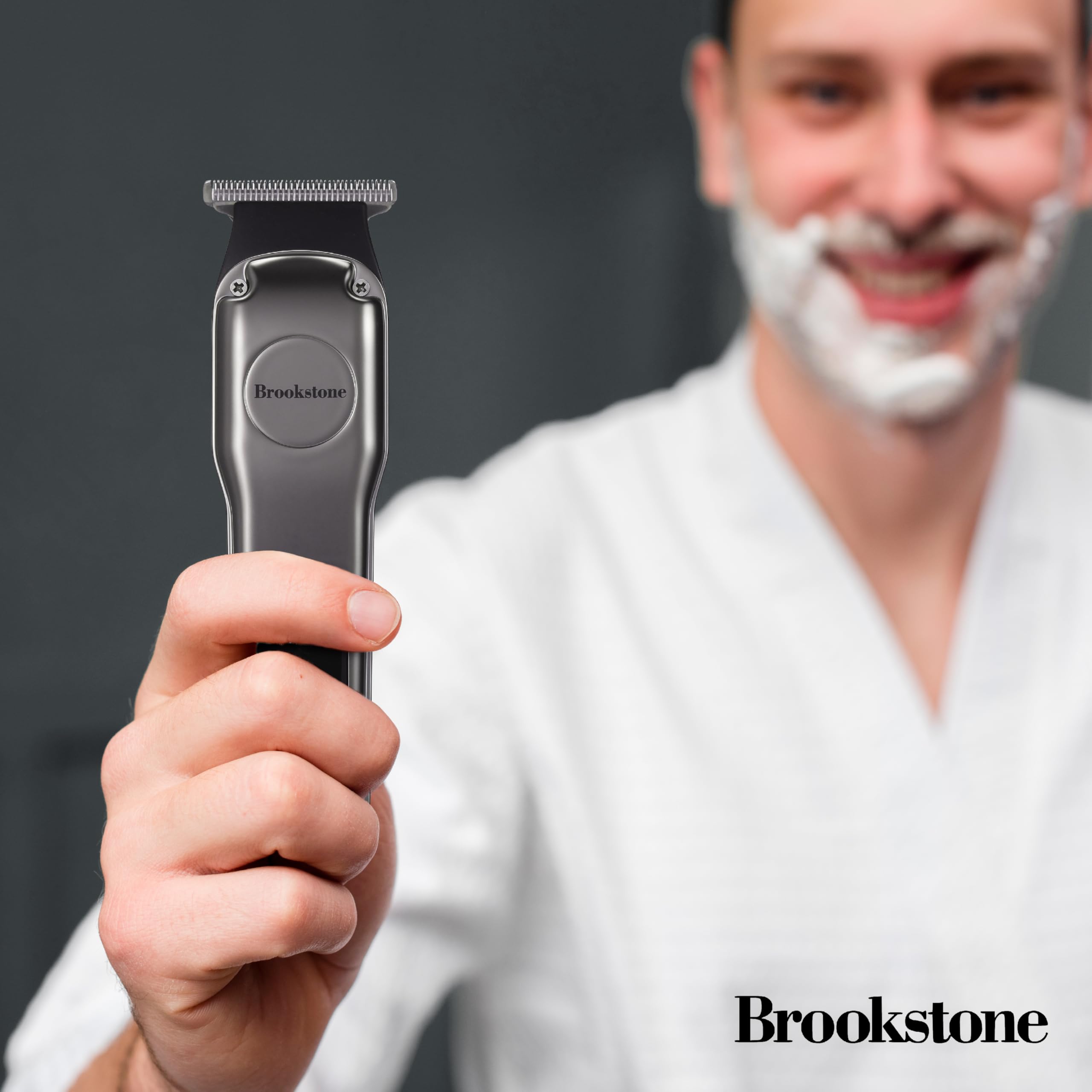 brookstone-metallic-cordless-t-blade-hair-clipper-precision-cutting-with-recharg image 6