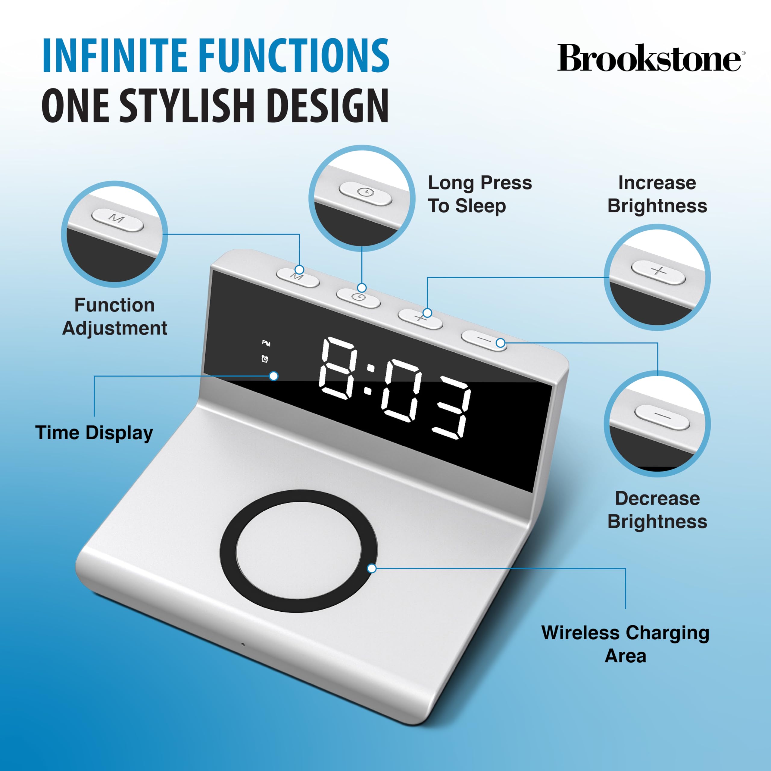 brookstone-desk-led-alarm-clock-with-15w-wireless-charger-compatible-with-iphone image 7