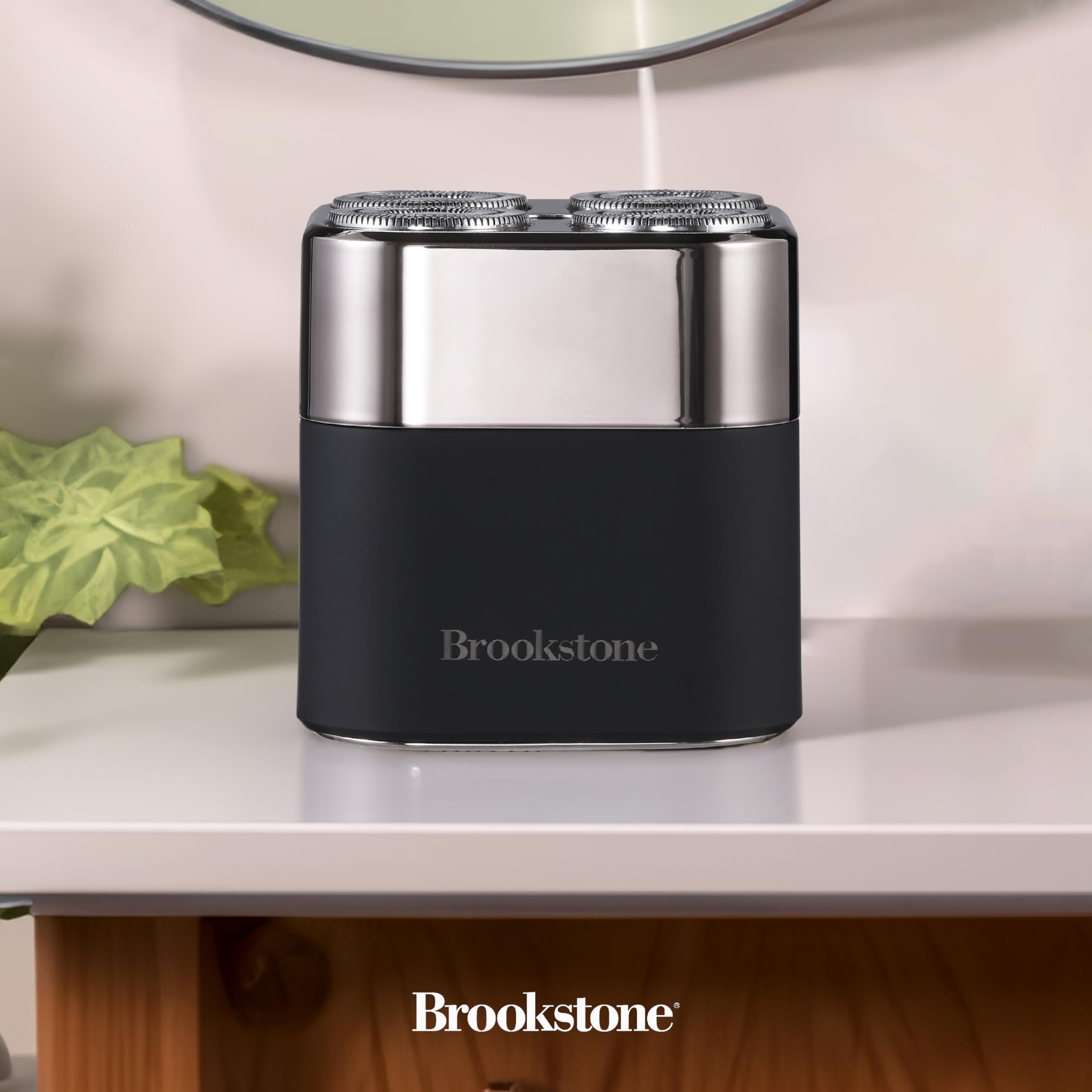 brookstone-4-head-rotary-shaver-cordless-rechargeable-electric-razor-with-led-di image 5