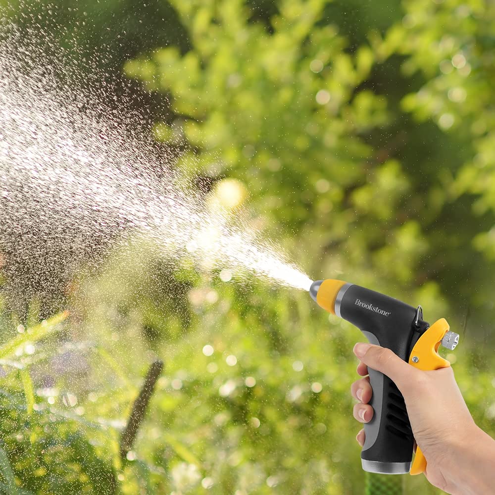 brookstone-metal-pistol-garden-hose-nozzle-2-pattern-adjustable-sprayer-with-rub image 5